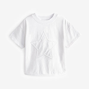 White 100% Cotton Short Sleeve Appliqué T-Shirt (3mths-6yrs)