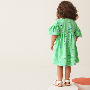 Bright Green Wrap Jersey Dress (3mths-5-6yrs)