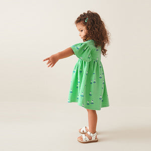 Bright Green Wrap Jersey Dress (3mths-5-6yrs)