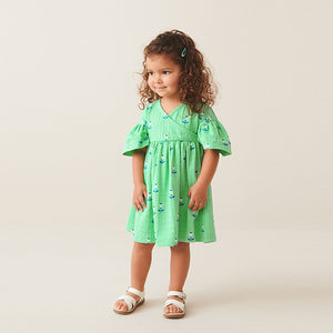 Bright Green Wrap Jersey Dress (3mths-5-6yrs)