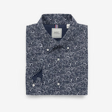 Load image into Gallery viewer, Navy Blue Floral Regular Fit Easy Iron Button Down Oxford Shirt
