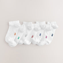 Load image into Gallery viewer, White 7 Pack Cotton Rich Trainer Socks
