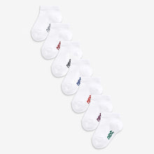 Load image into Gallery viewer, White 7 Pack Cotton Rich Trainer Socks
