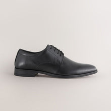 Load image into Gallery viewer, Black Standard Fit Leather Plain Derby Shoes

