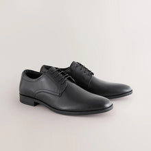 Load image into Gallery viewer, Black Standard Fit Leather Plain Derby Shoes
