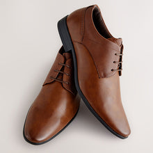 Load image into Gallery viewer, Tan Brown Standard Fit Derby Lace-Up Shoes
