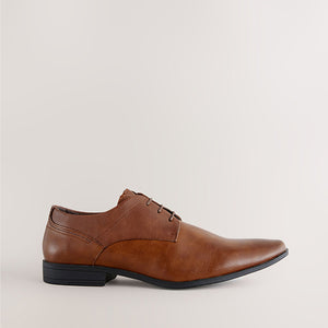Tan Brown Standard Fit Derby Lace-Up Shoes