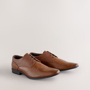 Tan Brown Standard Fit Derby Lace-Up Shoes