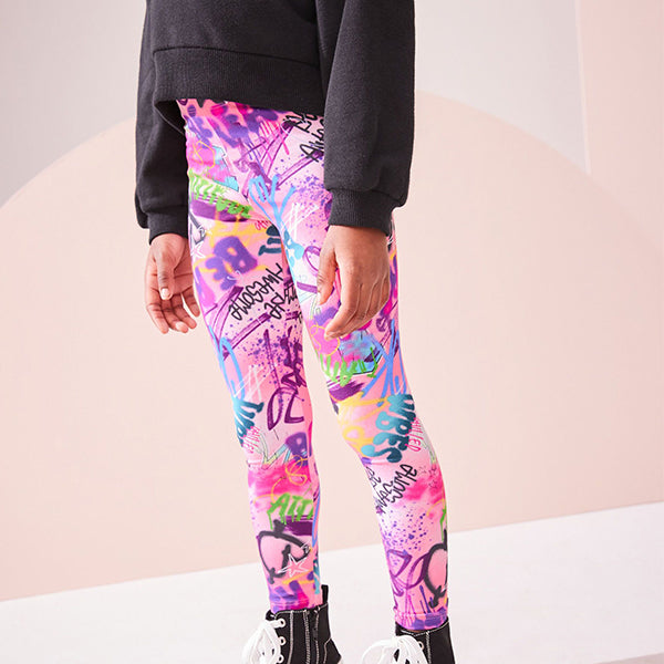 Pink Graffiti Printed Leggings (3-12yrs)
