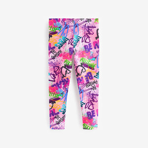 Pink Graffiti Printed Leggings (3-12yrs)