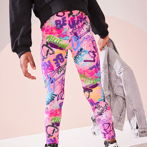 Pink Graffiti Printed Leggings (3-12yrs)