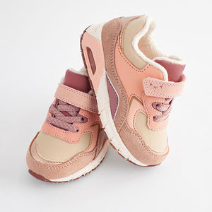 Neutral/Pink Elastic Lace Chunky Trainers