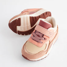 Load image into Gallery viewer, Neutral/Pink Elastic Lace Chunky Trainers

