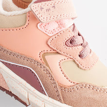 Load image into Gallery viewer, Neutral/Pink Elastic Lace Chunky Trainers
