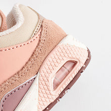 Load image into Gallery viewer, Neutral/Pink Elastic Lace Chunky Trainers
