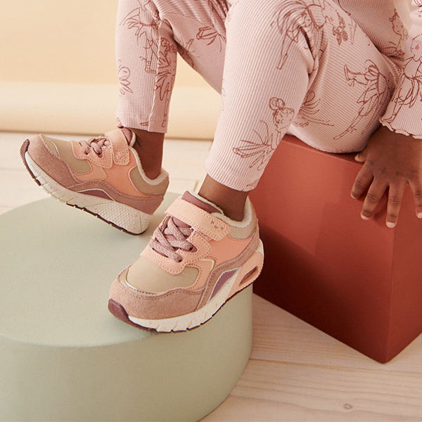 Neutral/Pink Elastic Lace Chunky Trainers