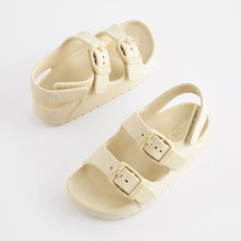 Load image into Gallery viewer, Buttermilk White Double Buckle Ankle Strap EVA Sandals
