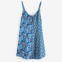 Load image into Gallery viewer, Blue/White Mini Tie Front Summer Dress
