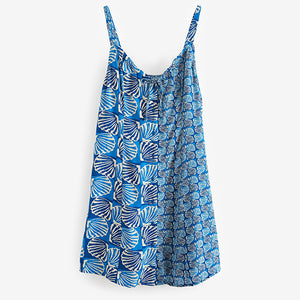 Blue/White Mini Tie Front Summer Dress