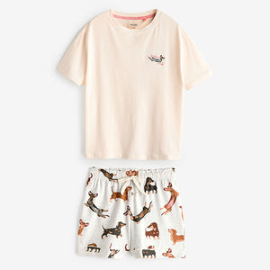 Ecru Dachshund Short Pyjamas Set