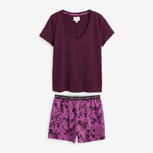 Load image into Gallery viewer, Berry Floral Short Sleeve 100% Cotton Pyjamas
