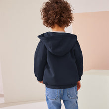 Load image into Gallery viewer, Navy Blue Zip Through Hoodie (3mths-6yrs)
