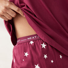 Load image into Gallery viewer, Berry Red Stars Cotton Short Sleeve Pyjamas

