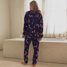 Load image into Gallery viewer, Navy Blue Dachshund Long Sleeve Pyjamas
