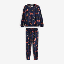 Load image into Gallery viewer, Navy Blue Dachshund Long Sleeve Pyjamas
