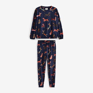 Navy Blue Dachshund Long Sleeve Pyjamas