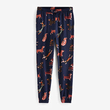 Load image into Gallery viewer, Navy Blue Dachshund Long Sleeve Pyjamas
