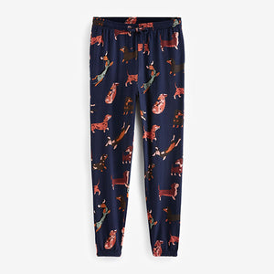 Navy Blue Dachshund Long Sleeve Pyjamas