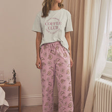 Load image into Gallery viewer, Pink Coffee Club 100% Cotton Short Sleeve Pyjamas
