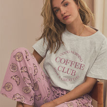 Load image into Gallery viewer, Pink Coffee Club 100% Cotton Short Sleeve Pyjamas
