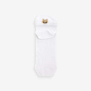 White/Cats Embroidered Motif Trainers Socks 4 Pack