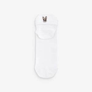 White/Dogs Embroidered Motif Trainers Socks 4 Pack