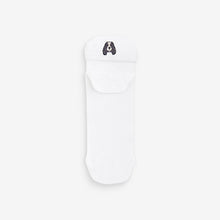 Load image into Gallery viewer, White/Dogs Embroidered Motif Trainers Socks 4 Pack

