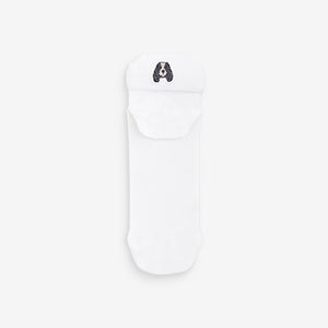White/Dogs Embroidered Motif Trainers Socks 4 Pack