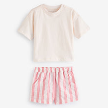 Load image into Gallery viewer, Pink/Cream Woven Check 100% Cotton Pyjamas 2 Pack (4-7yrs)
