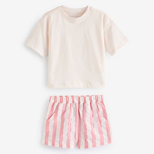 Pink/Cream Woven Check 100% Cotton Pyjamas 2 Pack (4-7yrs)