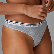 Load image into Gallery viewer, Monochrome Thong Cotton Rich Logo Knickers 4 Pack
