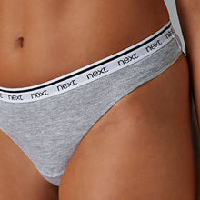 Load image into Gallery viewer, Monochrome Thong Cotton Rich Logo Knickers 4 Pack
