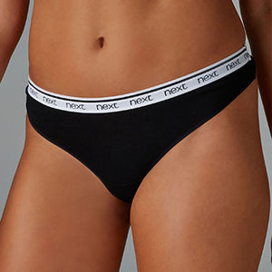 Monochrome Thong Cotton Rich Logo Knickers 4 Pack