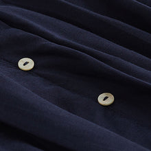 Load image into Gallery viewer, Navy Pleat Front Button Through Long Sleeve Blouse
