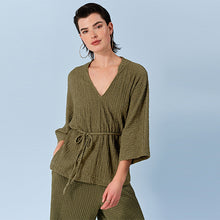 Load image into Gallery viewer, Khaki Green Long Sleeve Textured Tunic
