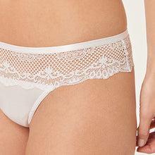 Load image into Gallery viewer, White Thong Microfibre And Lace Knickers
