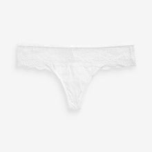 Load image into Gallery viewer, White Thong Microfibre And Lace Knickers
