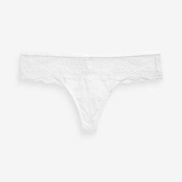 White Thong Microfibre And Lace Knickers