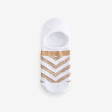 Load image into Gallery viewer, White/Oatmeal Sparkle Stripe Invisible Socks 4 Pack
