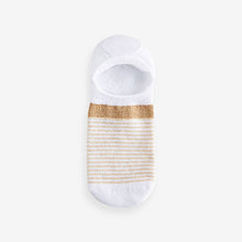 Load image into Gallery viewer, White/Oatmeal Sparkle Stripe Invisible Socks 4 Pack
